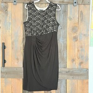 Enfocus Women Size 20W Black Floral Lace Sleeveless Dress Gown Bodycon Plus Size